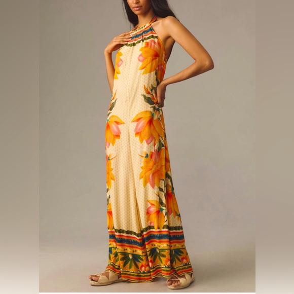 FARM Rio Pants - FARM RIO Floral Halter Jumpsuit